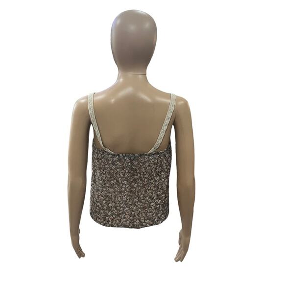 American Eagle Womens Semi Sheer Sleeveless Top Size S Floral Print & Lace - Picture 3 of 10
